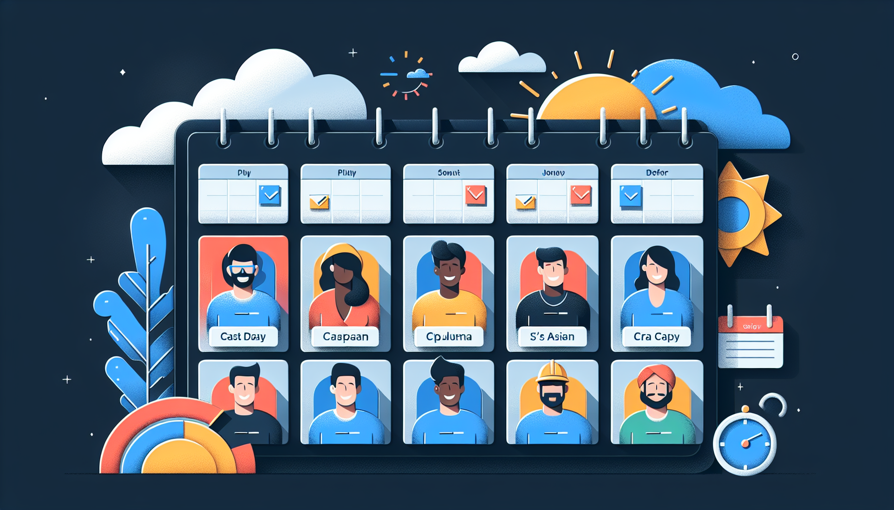 Crew scheduling calendar with weather integration